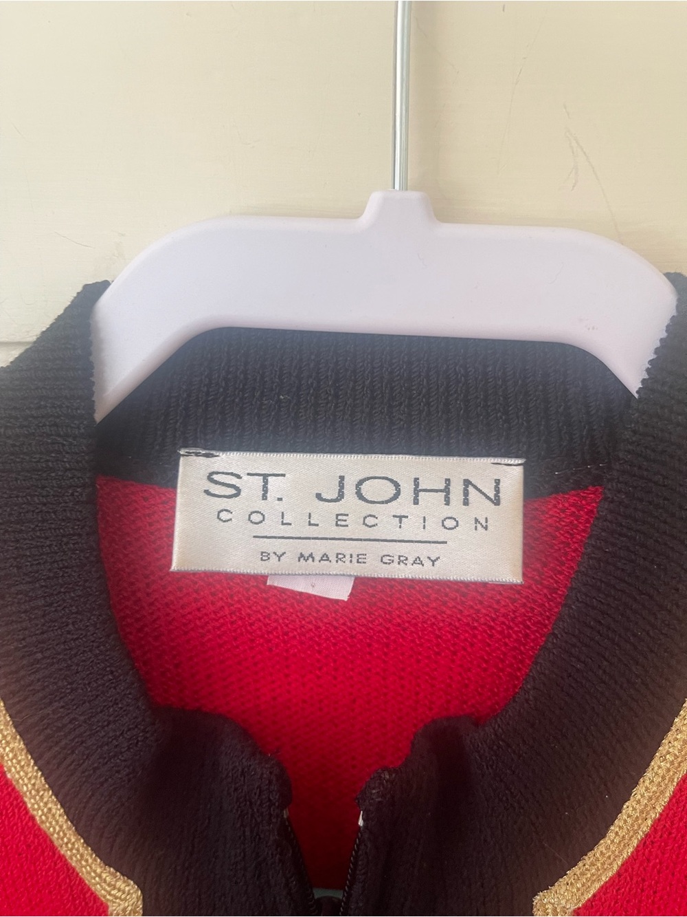 St. John Collection Red Knit Zip Jacket with Black & Gold lion Trim
Iconic - Picture 3 of 4